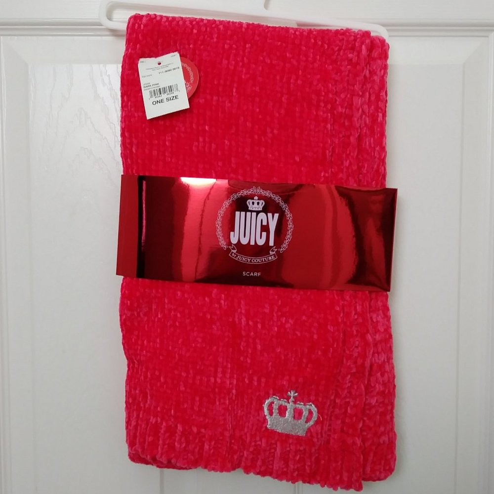 Juicy By Juicy Couture Chenille Blanket Scarf Bright Dark Pink
